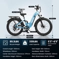 thumbnail image 2 of ESKUTE C300R 750W Electric Bike for Adults, 48V 20.8Ah Battery, 26"x4.0" Fat Tire Step-Thru Ebike, 20MPH, 80 Miles, Full Suspension Electric Bicycle, 8-Speed Blue, UL2849, 2 of 7