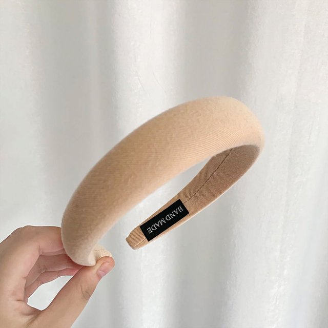 Diadema de esponja de color té con leche, diadema de ala ancha, sencilla, para lavarse la cara, estilo horquilla, accesorios para el cabello con parte superior craneal alta, diadema de