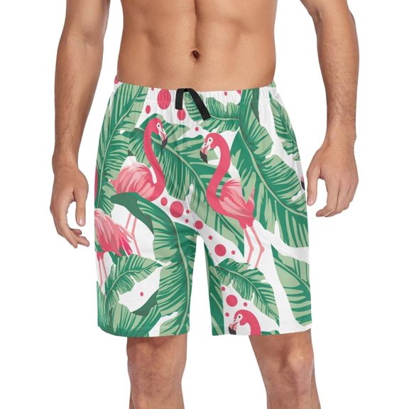 GZHJMY Flamingo Pajama Pants Short for Men, Lounge Pants Lightweight Men Pajama Bottoms with Drawstring Pockets, Christmas New Year Birthday Gifts, X-Large
