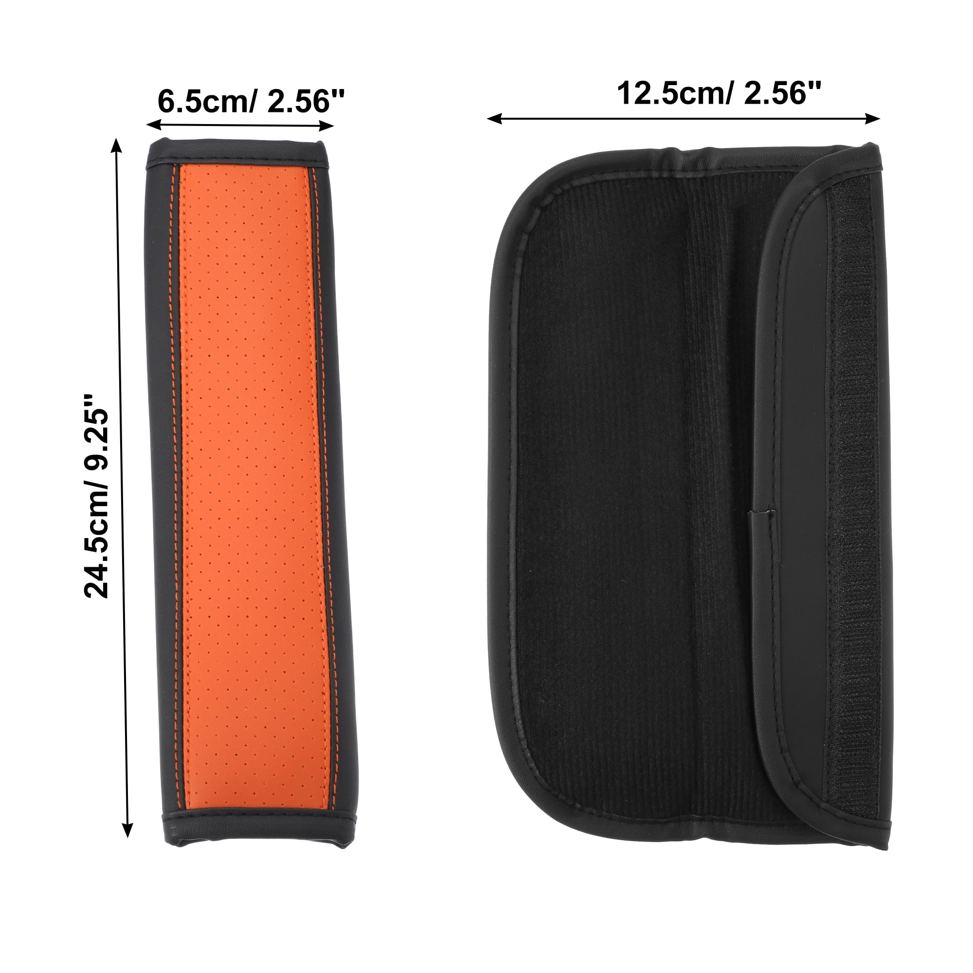 Unique Bargains 2 Pcs Universal Faux Leather Car Seat Belt Cover Pads Black Orange