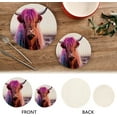 thumbnail image 4 of Coolnut Highland Cow Round Woven Potholders Set Trivets for Hot Dishe Heat Resistant Non-Slip Trivets for Cooking and Baking Kitchen Home Decor, 4 of 7