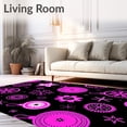 thumbnail image 2 of ODIKA 5'x7' Machine Washable Non-Slip Area Rug, Retro Festive Ornament with Shimmering Twinkle Accents High Traffic Rug, Black, 652809, 2 of 7