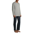 thumbnail image 4 of Hanes Men's and Big Men's Comfortsoft Long Sleeve Crew and Cotton Flannel Pajama Pants Set, 2-Piece, 4 of 6