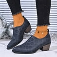 thumbnail image 2 of EKVAHL Women's Slip‑On Low Heel Booties, Classic Faux Suede Pointed Toe Walking Pumps, Stable Stacked Heel Ankle Boots Blue, 2 of 5