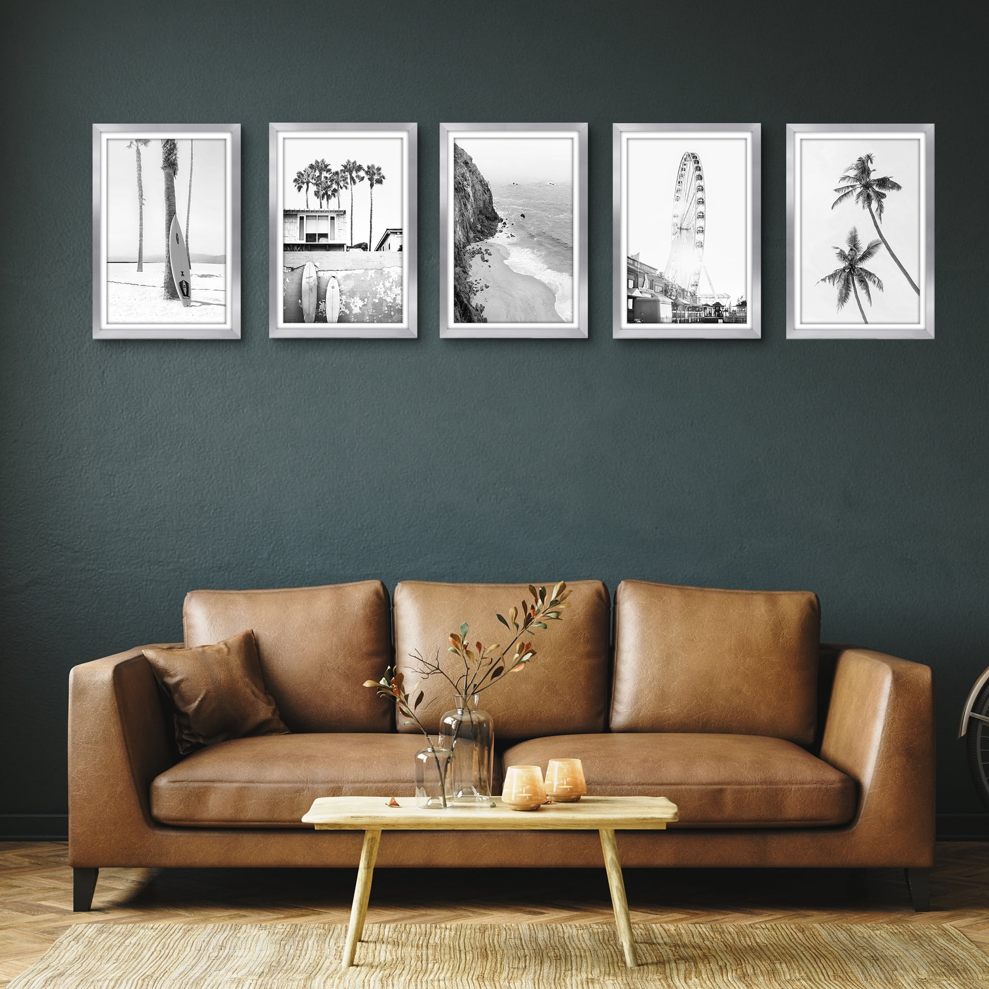 Americanflat 12x18 Poster Frame with Polished Plexiglass with 11x17 Mat 5 Pack Display Photo Galleria - Silver