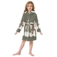 thumbnail image 6 of FORMRS Niños Bathrobe Unisex Hooded Robe Soft Plush Pajamas Sleepwear, Size 10-12T, Gray Cute Snowmen, 6 of 7