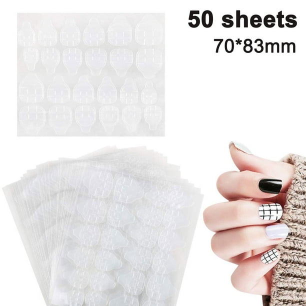 50 hojas de pegatinas de pegamento para uñas, pegamento para uñas postizas transparente de doble cara, cinta de gel de gelatina, pestañas adhesivas, puntas de uñas postizas flexibles impermeables
