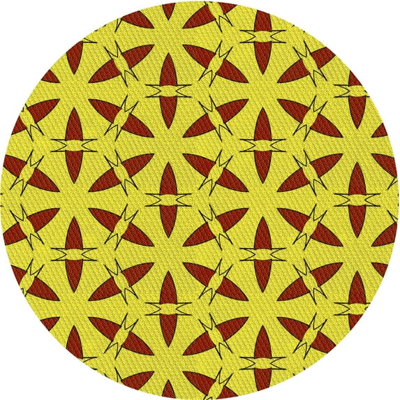 Ahgly Company Machine Washable Indoor Round Transitional Canary Yellow Area Rugs, 8' Round