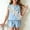 Blue, variant on Girl 2 Piece Outfits Set Tweed Style Flower Detail Sleeveless Crewneck Top Ruffle Shorts Set