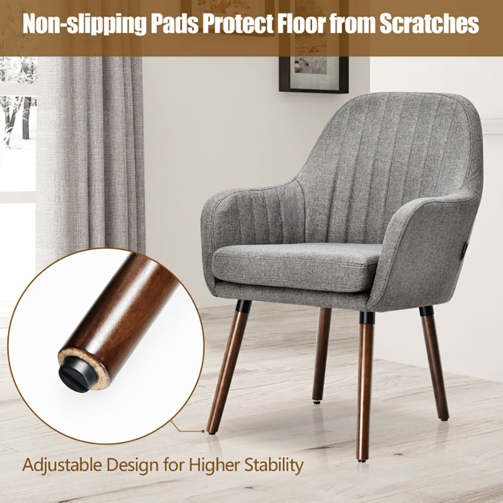 Finihen Modern Living Dining Room Accent Arm Chairs, Fabric Upholstered Accent Chairs with Wooden Legs, Set of 2, for Bedroom, Living Room, Gray Finihen Modern Living Dining Room Accent Arm Chairs, Fabric Upholstered Accent Chairs with Wooden Legs, Set of 2, for Bedroom, Living Room, Gray