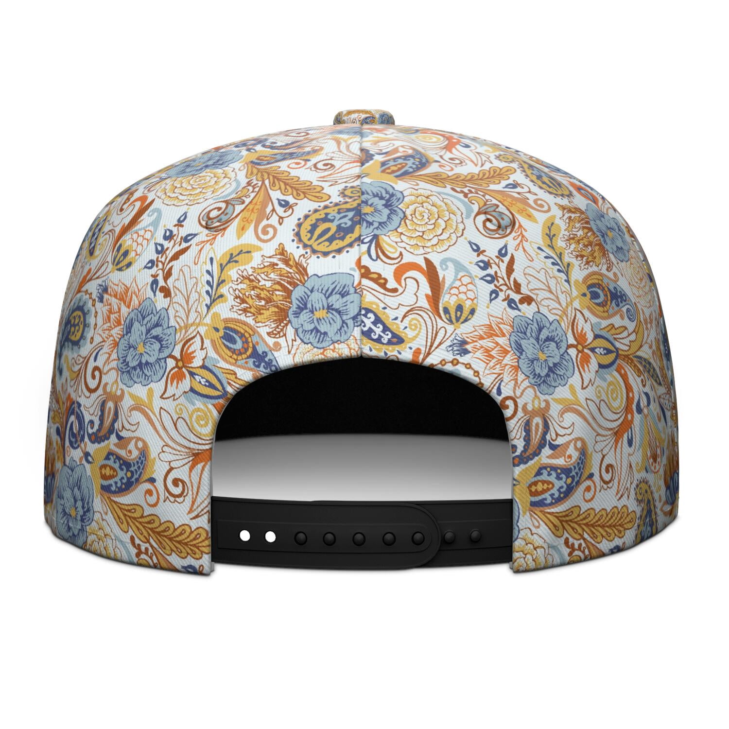Vibrant Paisley Snapback Hat, Adjustable Flat Bill Cap, Indian