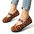 thumbnail image 3 of Women's Faux Suede Mary Jane Flats, Adjustable Buckle Strap Leopard Print Casual Shoes, 3 of 6