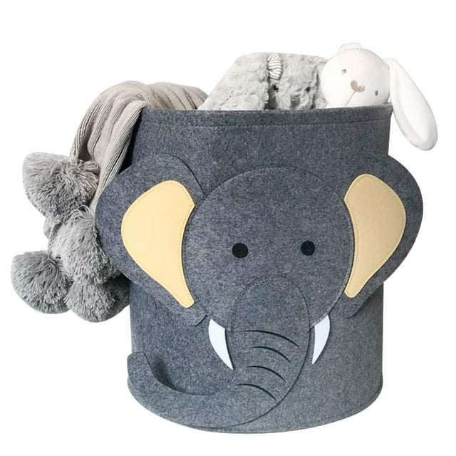 Cubo de almacenamiento de fieltro de dibujos animados, bolsa de almacenamiento de ropa sucia para juguetes de niños, cesto de ropa práctico y multifuncional