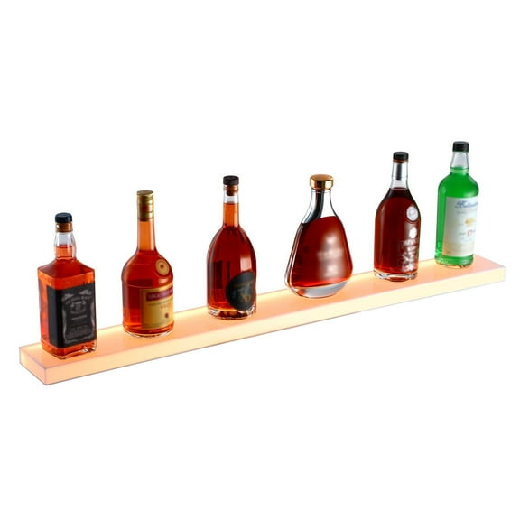 Modern LED Lighted Liquor Cabinet Shelf 40" - Wall Mount Storage for Whiskey, Vodka & Wine Bottles