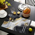 thumbnail image 4 of Black White Gold Marble Pattern Summer Placemats Table Placemats Set Of 4-Linen Kitchen Washable Placemats Table Mats 11.8"x17.7" Non-Slip Heat Resistant, 4 of 6