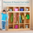 thumbnail image 6 of Advwin 4-Section Classroom Coat Locker with 8 Cubbies, 8 Hooks & Acrylic Mirror, Kindergarten Wooden Lockers for Home, School, Nursery, Daycare, 6 of 11