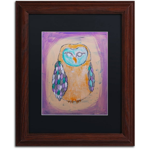 Trademark Fine Art 'Owl I' Canvas Art by Nicole Dietz, Black Matte, Wood Frame
