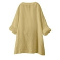 thumbnail image 4 of Wlynlyn Cotton Linen Shirts for Women 2024 Buttons V Neck 3/4 Sleeve Tops Trendy Dressy Blouses Casual Loose Comfy Tunic Tops, 4 of 5
