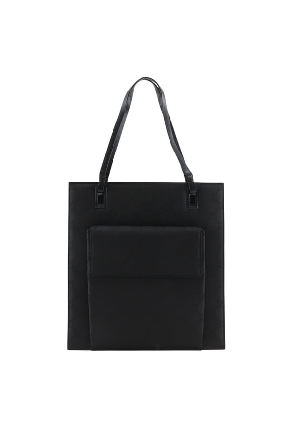 Pre-Owned Gucci GG Tote Bag 002-1008 Nylon Canvas Black A4 Women's