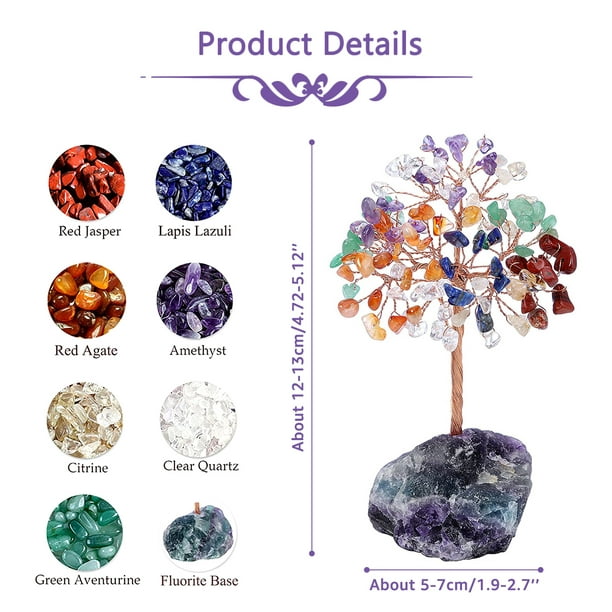Crystal Tree 7 Chakra Tree of Life Natural Crystals Stone Lucky Tree  Crystal Tree for Positive Energy Feng Shui Ornaments Home Decoration for  Wealth and Luck 