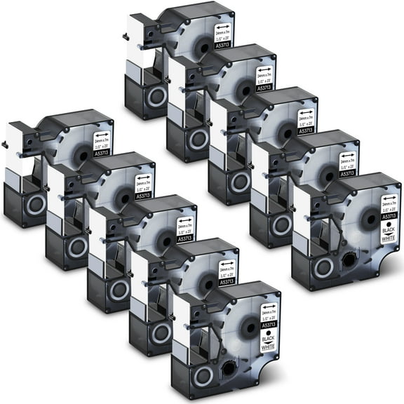 GREENCYCLE 10PK Compatible for Dymo D1 53713 S0720930 24mm 1'' x 23ft Black on White Label Tapes work in LabelManager 450 450D Label Maker