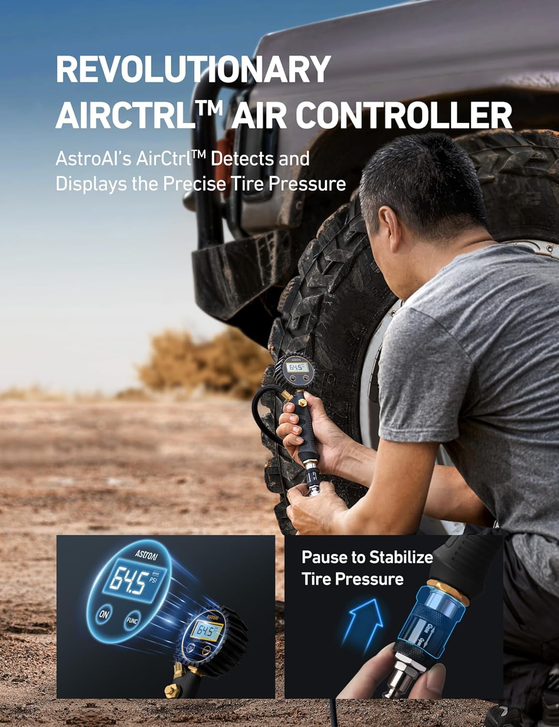 AstroAI Air Compressor Offroad, Heavy-Duty Truck Tire Inflator, Portable Air Pump with 7.06 CFM, AirCtrl, 12V 150 Psi for 4 × 4 SUV Vehicle RV ATV
