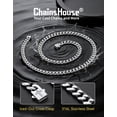 thumbnail image 3 of ChainsHouse 6MM Mens Stainless Steel Cuban Link Chain 22 Inch Chunky Silver Chain Necklace with Cubic Zirconia Cross Clasp for Men Women Chain Jewelry Gift for Father's Day Christmas Stuffers, 3 of 7