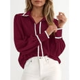 thumbnail image 7 of PRETTYGARDEN Womens Long Sleeve Button Down Shirts Trendy V Neck Loose Fit Fall Tops Collared Dressy Casual Blouses, 7 of 7