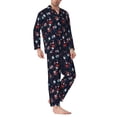 thumbnail image 2 of Naloa Vintage Rose Men’s Pajamas Set - Long Sleeve Button Down Sleep Shirt and Pajama Bottoms Sleepwear Set-XX-Large, 2 of 7