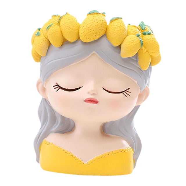 Mini macetero de resina con forma de niña meditadora, decoración de escritorio para el espacio de trabajo, pieza decorativa, organizador de escritorio Estilo A