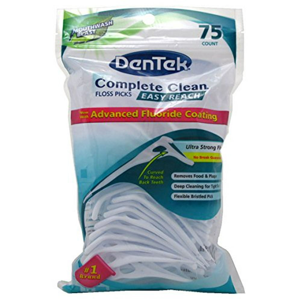 Dentek Floss Picks Complete Clean Back Teeth 75 Count (3 Pack