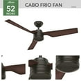 thumbnail image 6 of Hunter 52 inch Outdoor or Indoor Ceiling Fan No Light - Ceiling Fan without Light, For Patio, Porch, Garage, or Living Room, Standard Mount, 3 Blades, Wall Control - Cabo Frio 50258, New Bronze, 6 of 15