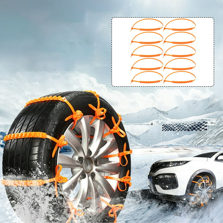 FONESO Snow Chains Car Anti Slip Snow Tire Chains Adjustable Anti-Skid  Chains Car Durable Tire Snow Chains for Car/SUV/Trucks (Strip chain)