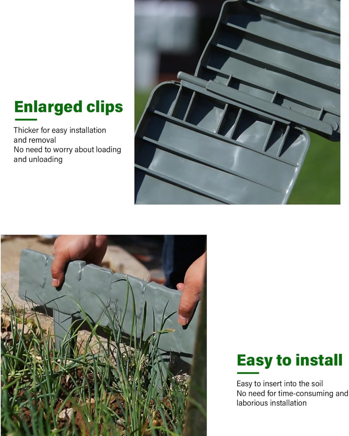 20Pcs Garden Edging with Ground Anchors, Dark Grey Cobbled Stone Effect Lawn Border for Flower Beds – Decorative Protective Barrier for Gardens, Landscaping, Farms (20Pcs, Dark Grey)