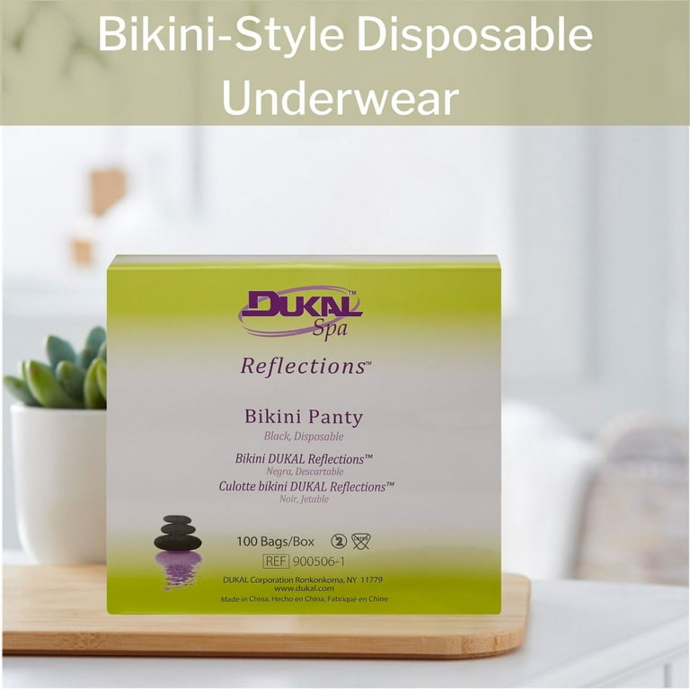 Reflections Disposable Bikini Underwear, Black Disposable Panties for  Women, 100 Ct 