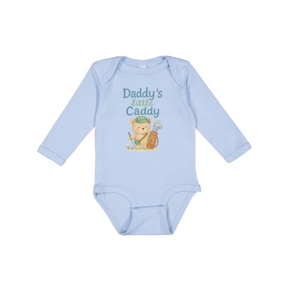 Inktastic Daddy's Little Caddy Bear Golf Theme Boys or Girls Long Sleeve Baby Bodysuit
