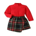 thumbnail image 1 of Girls‘ 2 Piece Set  Christmas Long Sleeve Tops and Plaid Skirt, 1 of 9
