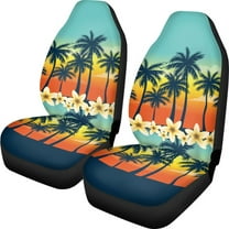 Jeiento Hawaii Car Front Seat Covers 2 PCS Coconut Tree Auto Seat Cover Protector Universal Fit for Most Cars,Truck,SUV,Van Interior Accessories Decoration