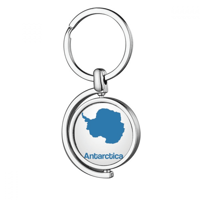 Azul Antartida ilustración mapa patrón Rotating keychain Metal Keyring Holder