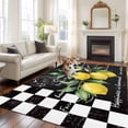 thumbnail image 3 of Hello Summer Lemons Washable Living Room Rugs 5'x7', Farmhouses Fruits Black White Checkered Low Pile Throw Large Area Rugs Non-Slip Sturdy Edge Binding Carpet for Dining Room Bedside Kitchen, 3 of 9