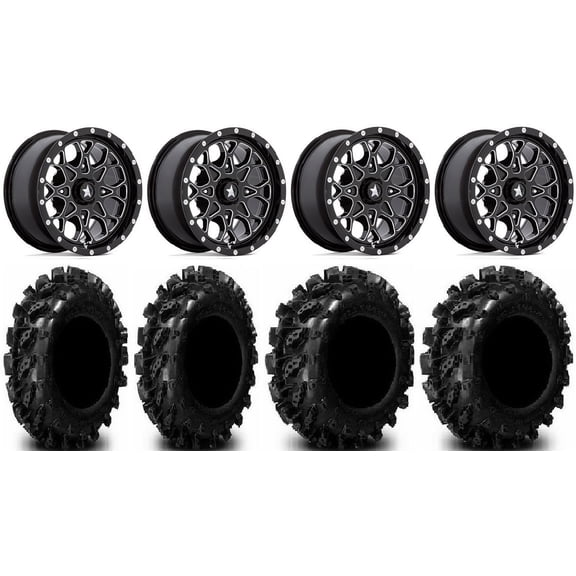MSA Portal 14" Wheels Milled 29.5" Swamp Lite Tires Yamaha Viking Wolverine YXZ1000R CFMoto ZForce 950 UForce 1000