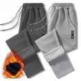 thumbnail image 2 of Men’s Fleece Lined Jogger Pants Zipper Pocket Elastic Waist Loose Fit Winter Sweatpants, 2 of 6