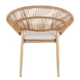 thumbnail image 6 of Olurrisa Outdoor Wicker Papasan Style Dining Chair, Teak Finished Leg and Light Brown Faux Rattan, Beige Cushion, Set of 2, 6 of 8