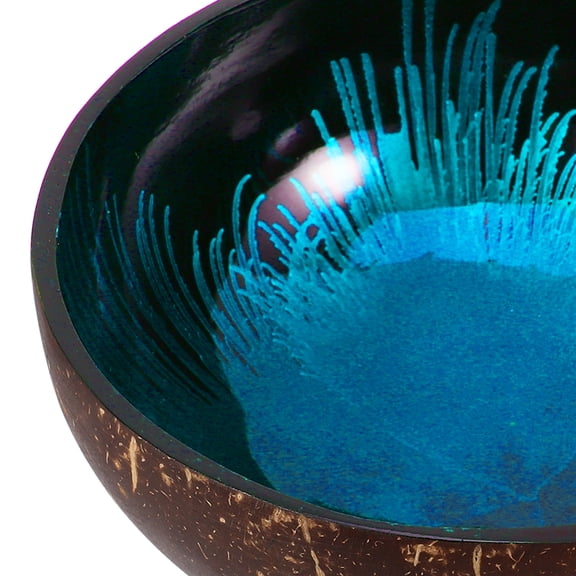 ibasenice Blue Coconut Shell Bowl for Storage Unique Patterned Candy Container Nuts Holder 6 in