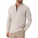 thumbnail image 5 of SUÉTER DE PULLOVER DE CUELLO ALTO PARA HOMBRE INSPIRE CHIC, SUÉTER DE POLO DE PUNTO DE COLOR SÓLIDO, CREMALLERA DE CUARTO, L Beige, 5 of 6