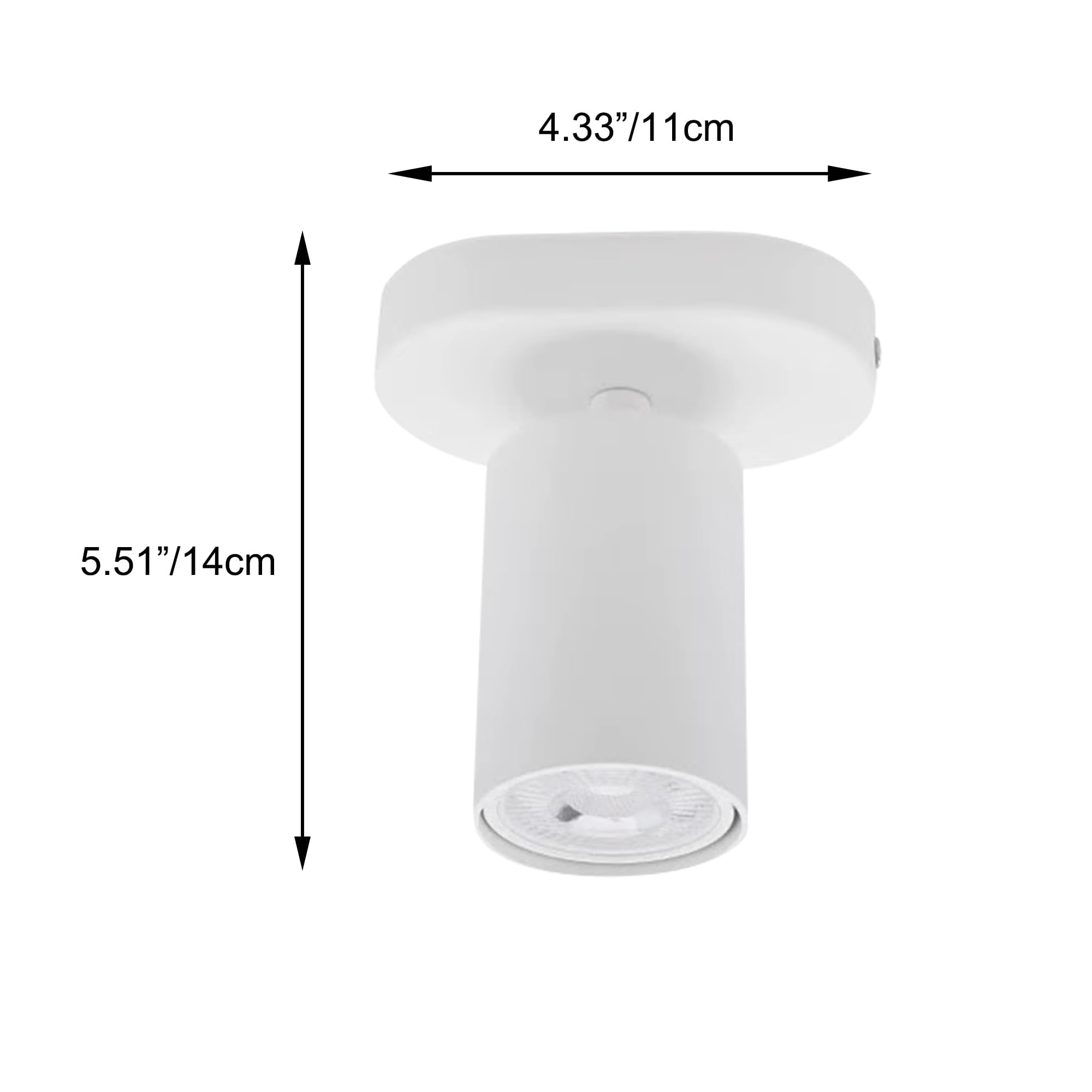 Kiven 1-Light Dimmable Flush Mount LED Ceiling Spotlight,White Directional Spot Lights Indoor, Hardwired Adjustable Accent Light with GU10 Socket for Plants, Painting, 2700-6500K,XDD901