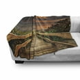 thumbnail image 3 of Landscape Soft Flannel Fleece Throw Blanket, Wooden Pier to the Calm Idyllic Beach with Herbs and Bushes at Sunset Sea, Cozy Plush for Indoor and Outdoor Use, 70" x 90", Multicolor, by Ambesonne, 3 of 6