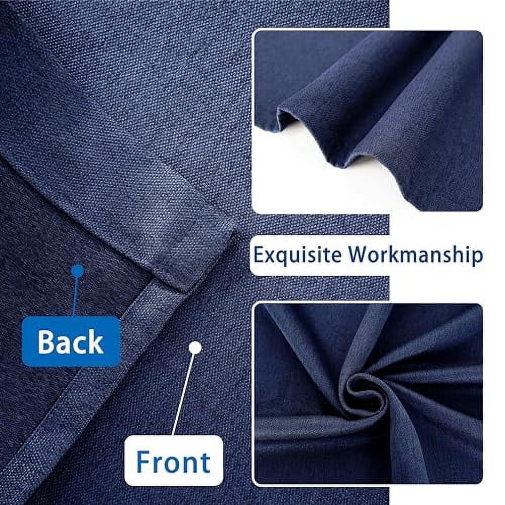 DriftAway Pinch Pleat Blackout Curtains 96 Inches Long Linen Curtains 2 Panels Set Faux Linen Textured Curtains for Bedroom Living Room Thermal Insulated Privacy Back Tab Window Drapes 52x96 Navy
