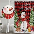 thumbnail image 4 of Elk Snowman Christmas Shower Curtain Set with Hooks, Snowy Winter Trees Waterproof Fabric Bathroom Curtains Decor Home Accessories,Stall 36 X 72 Inch, 4 of 9