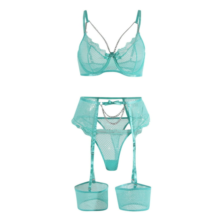 Homadles Lingerie for Women- Nightwear Mesh 2 Piece Sexy See-through Soft  Lingerie Sets Mint Green L